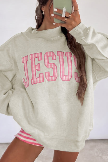 Gray Polka Dot Mockneck Sweatshirt