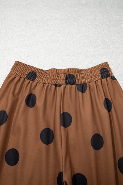 Polka Dot Wide Leg Elastic Waist Casual Pants