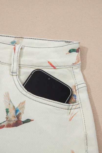 Wild Duck High Waist Frayed Denim Shorts