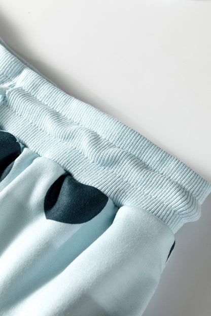 Pink Polka Dot Print Pullover and Shorts Set