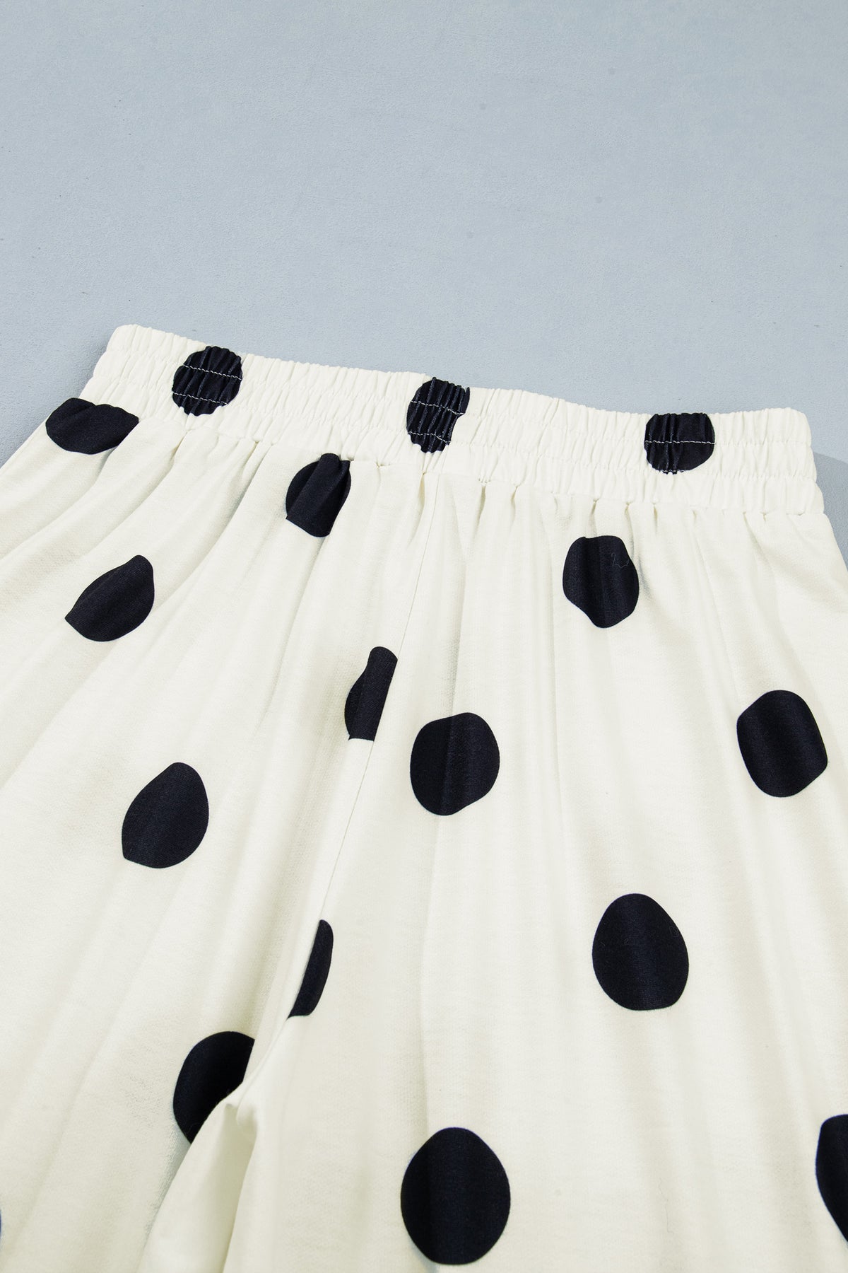 Polka Dot Wide Leg Elastic Waist Casual Pants