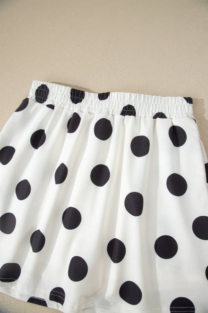 Polka Dot Short Sleeve Top Casual Skort 2pcs Outfit
