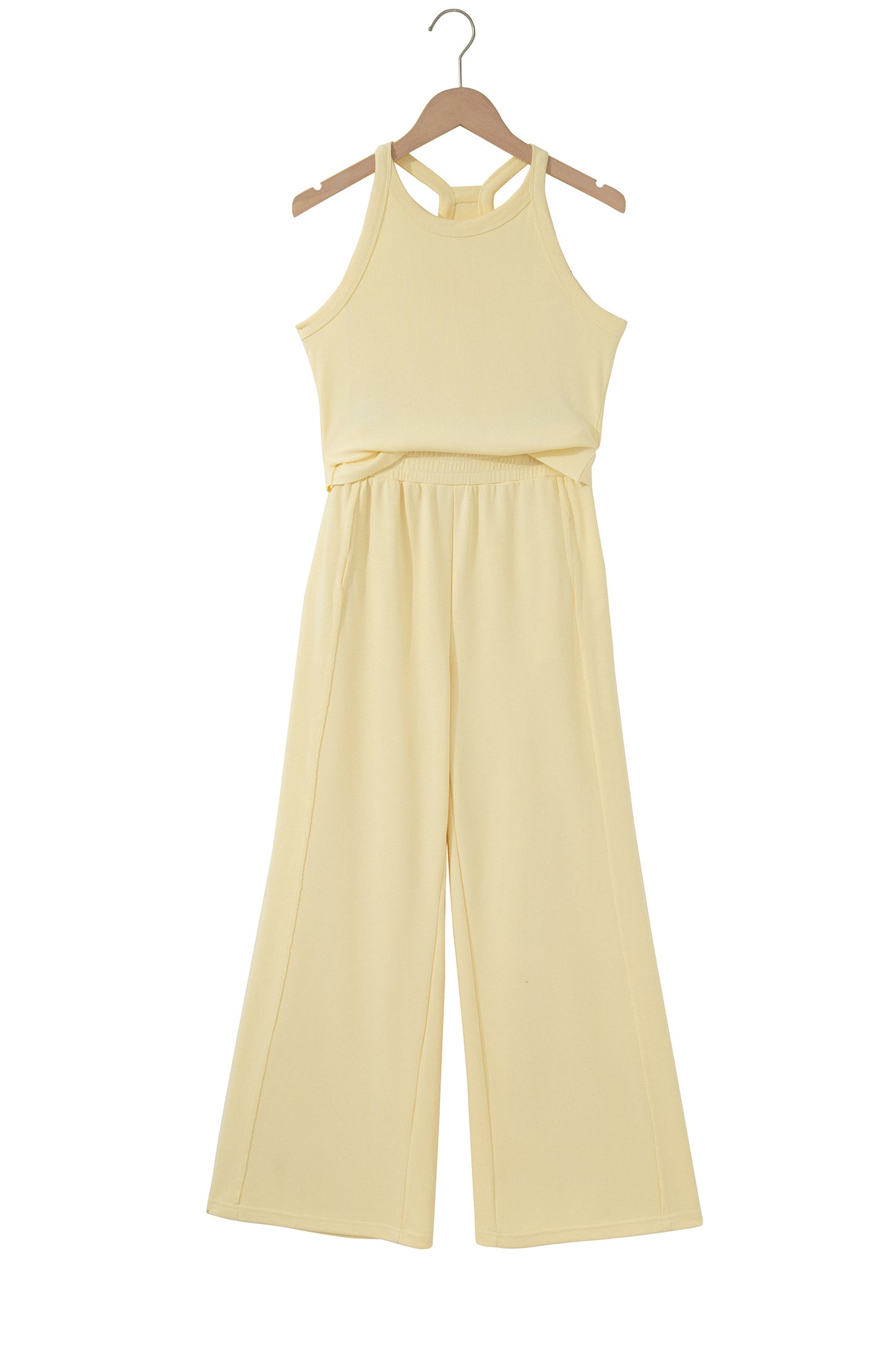Slim Ribbed Tank Top and Sweatpants Set