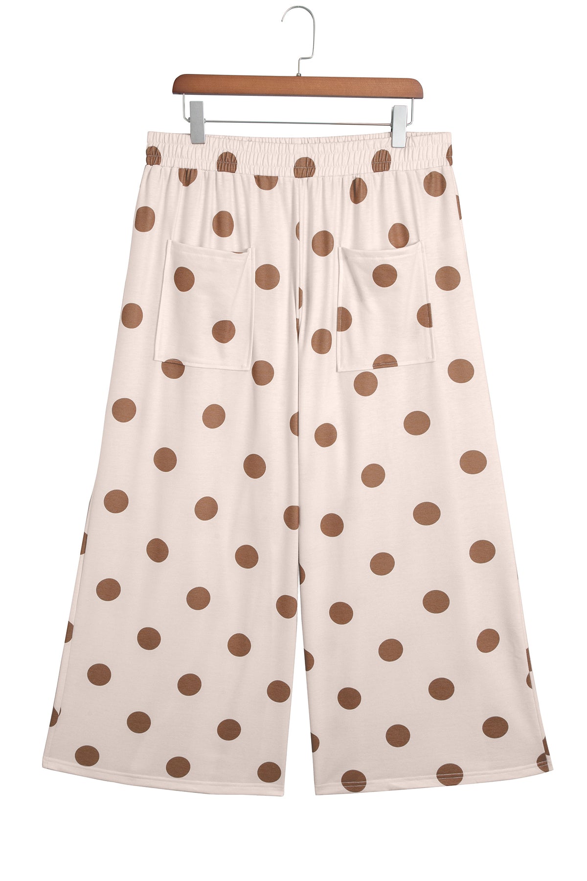 Polka Dot Elastic Waist Wide Leg Plus Size Pants
