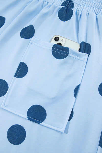 Polka Dot Elastic Waist Wide Leg Plus Size Pants