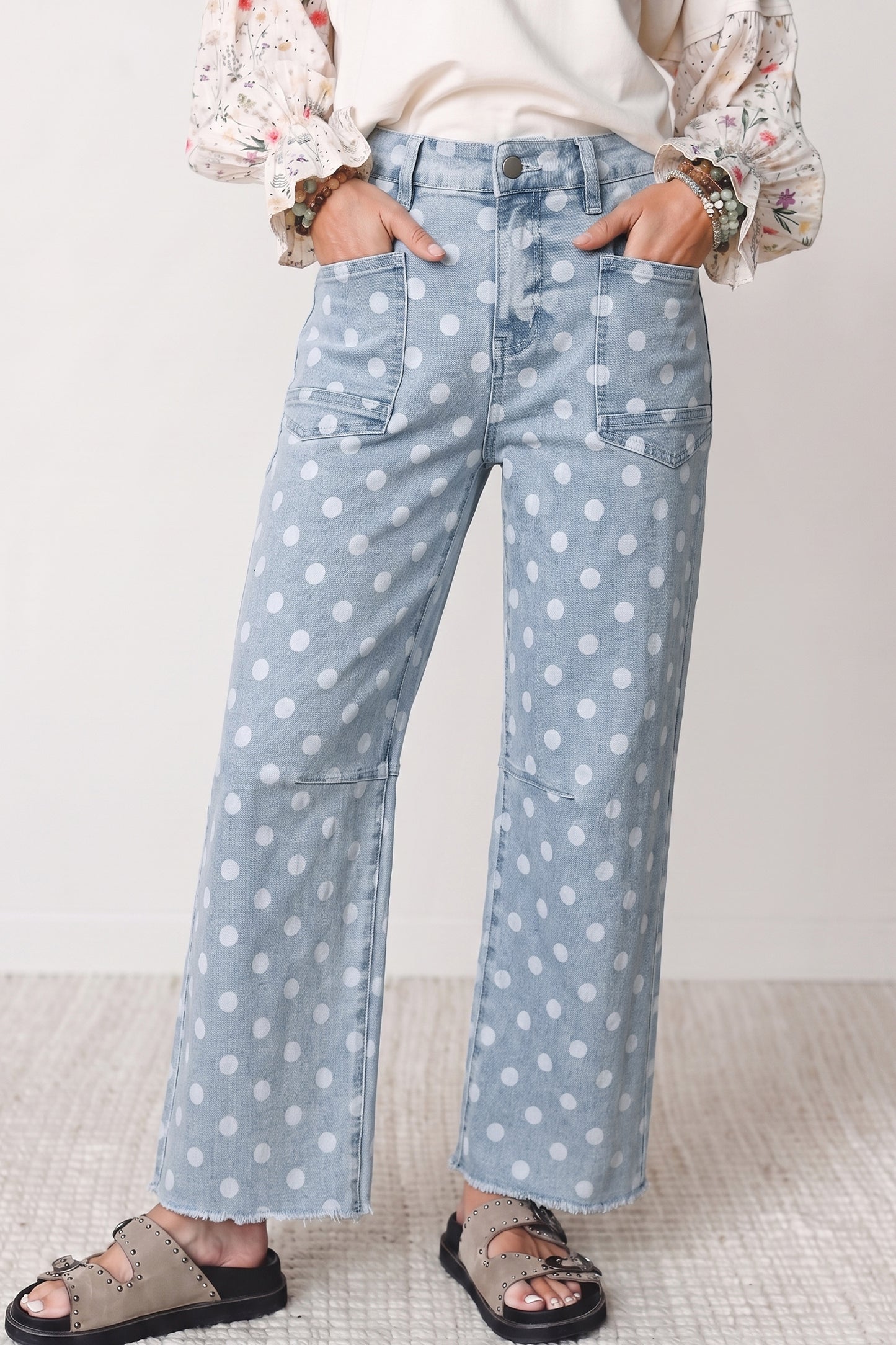 Polka Dot Casual Slim Fit Jeans
