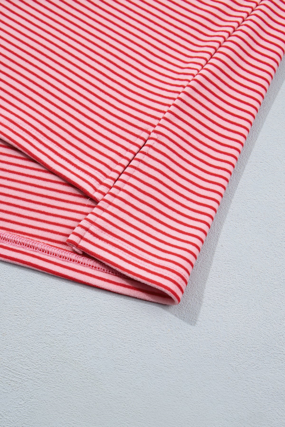 Pink Striped Drop Shoulder Long Sleeve Pant Set