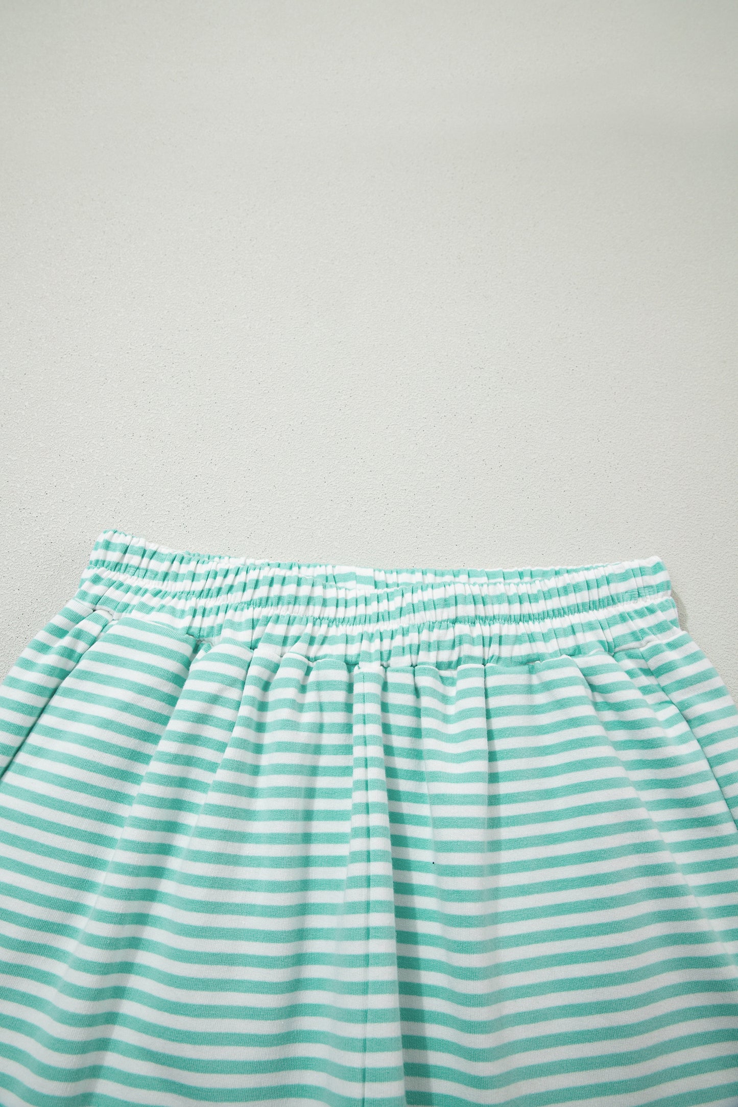 Sky Blue Stripe Oversize Mock Neck Sweatshirt and Shorts Set