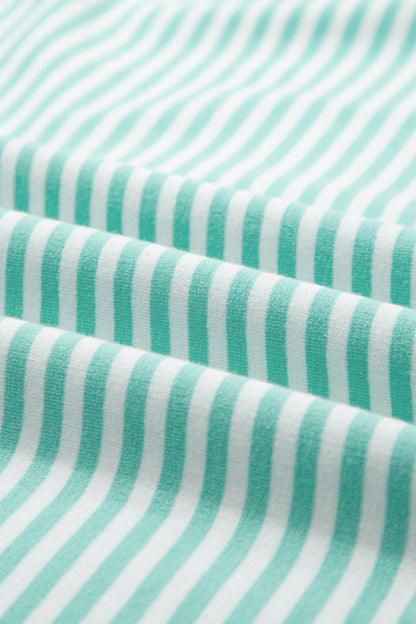 Sky Blue Stripe Oversize Mock Neck Sweatshirt and Shorts Set