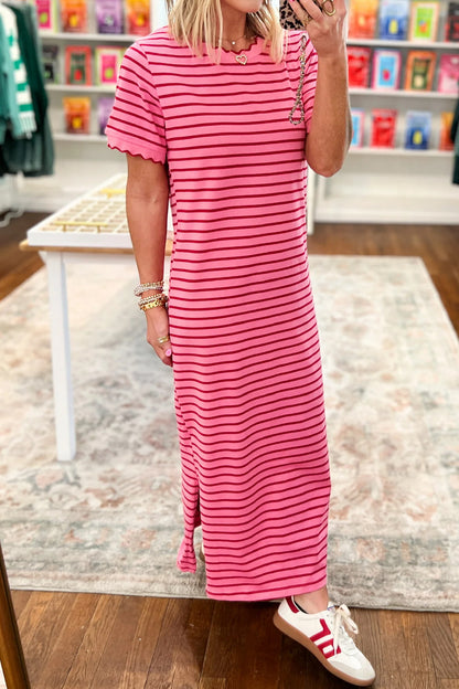 Rose Striped T-Shirt Dress