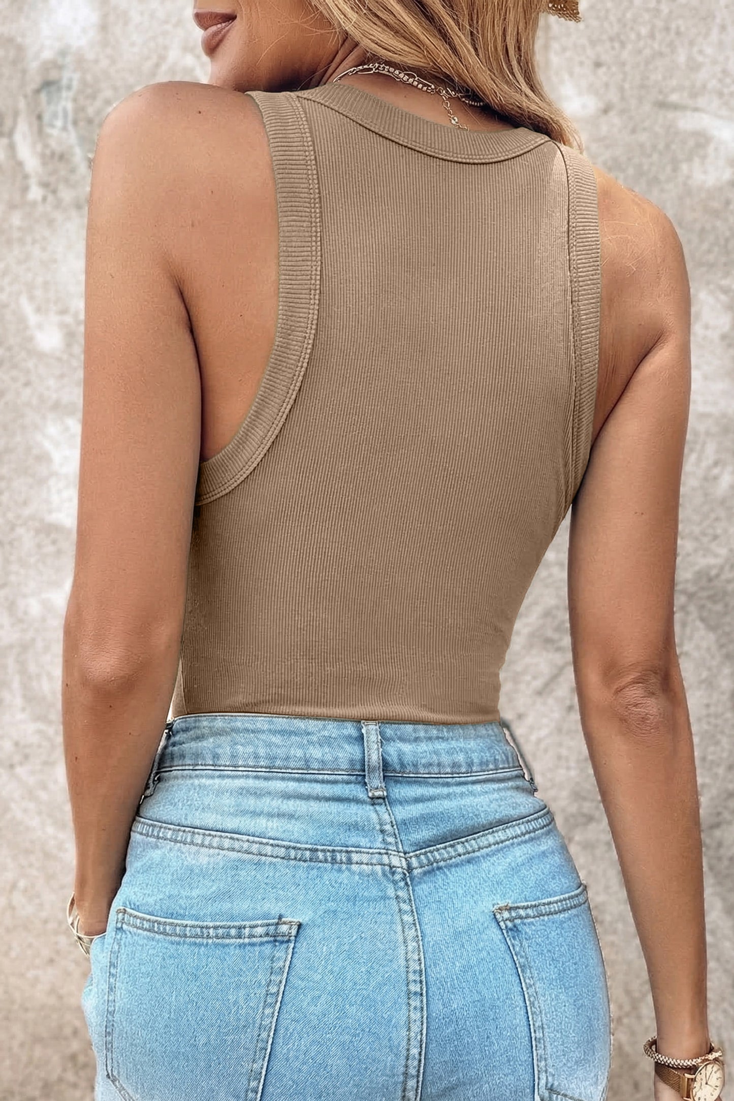 Slim Ribbed Padded Tank Top