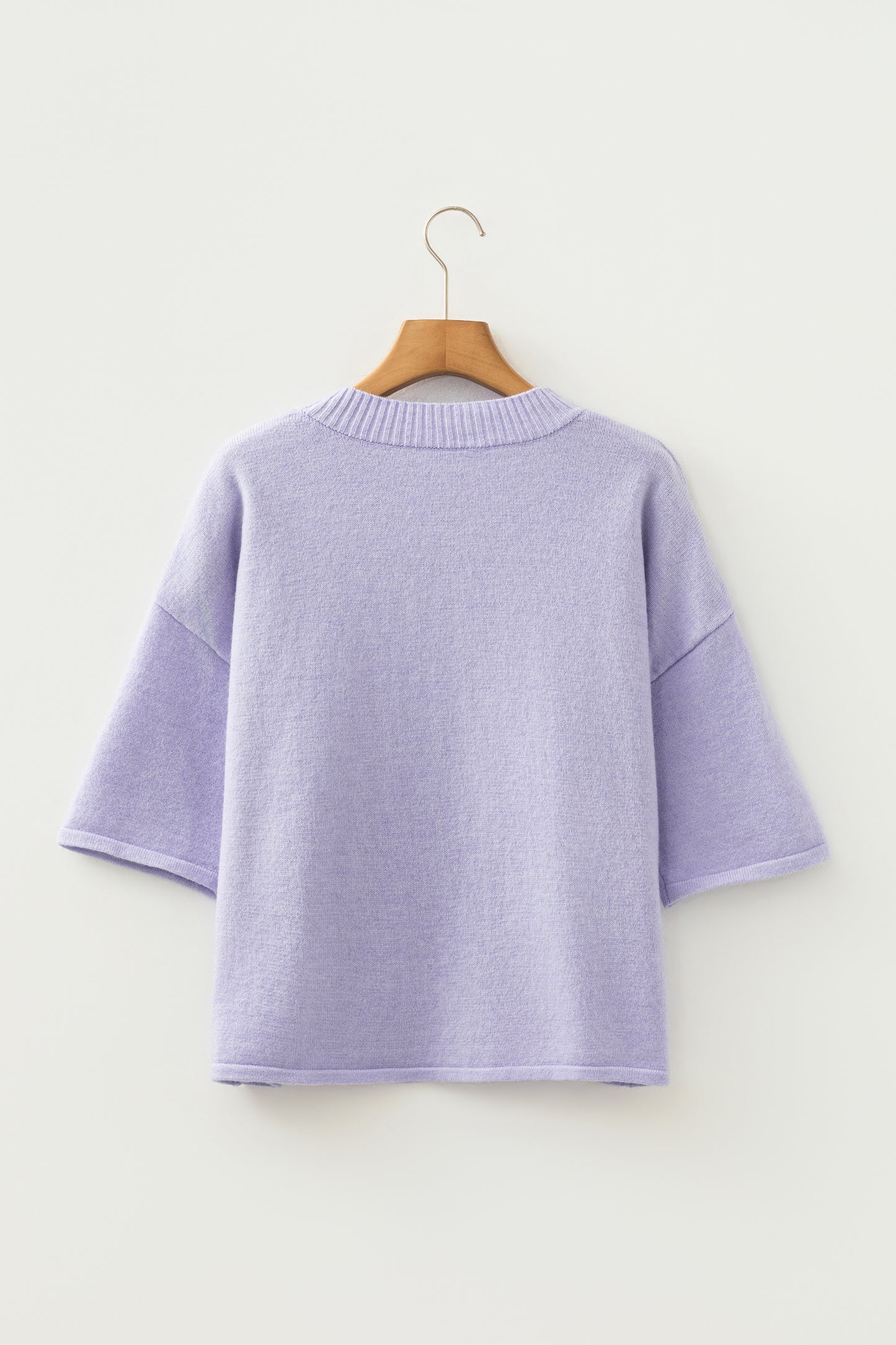 Beau Blue 3/4 Sleeve Boxy Knit Button Down Sweater Cardigan