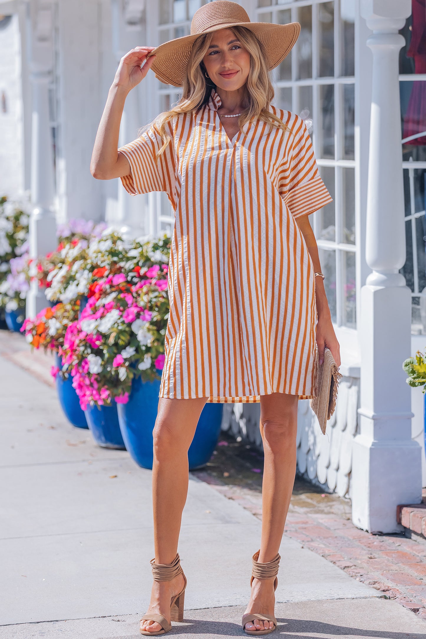 Brown Stripe Mini Dress