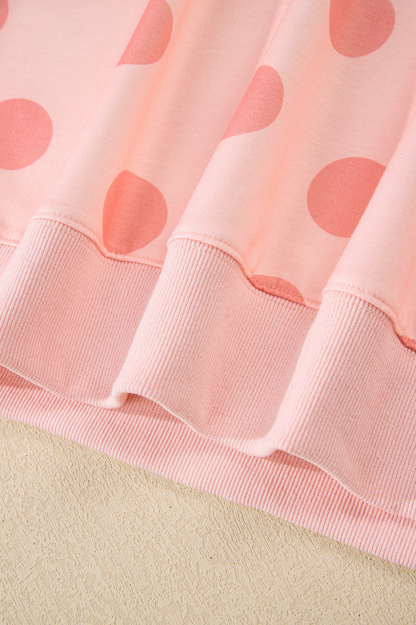 Pink Polka Dot Print Pullover and Shorts Set