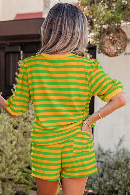 Puff Short Sleeve T Shirt Matching Shorts Set