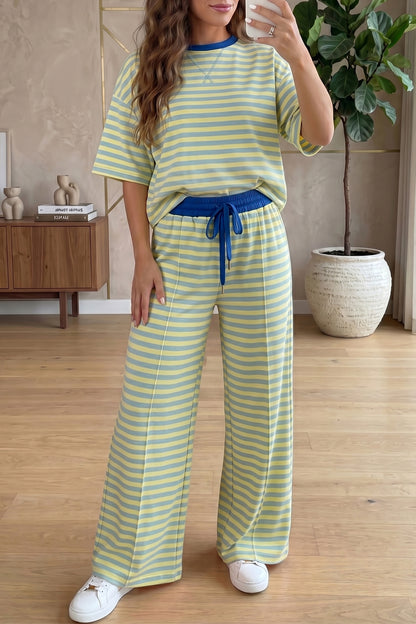 Loose Tee Drawstring Elastic Waist 2pcs Pant Set