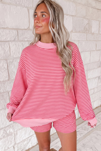MockNeck Pullover Matching Shorts Set