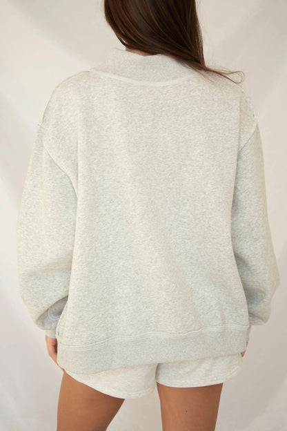 Gray Polka Dot Mockneck Sweatshirt