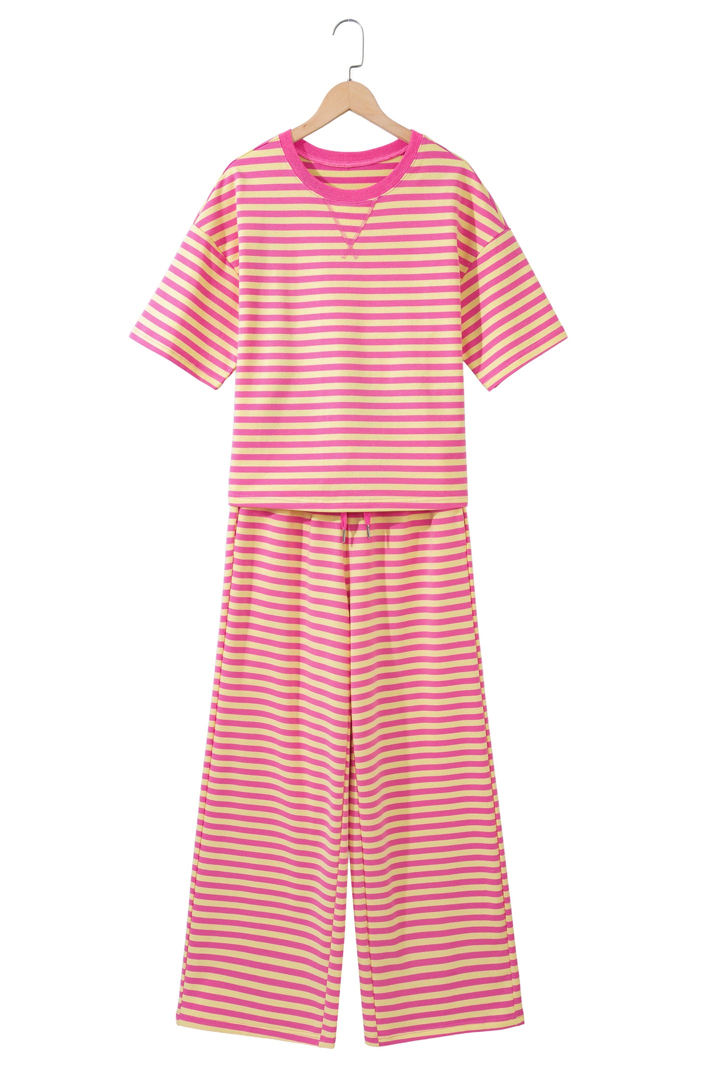 Loose Tee Drawstring Elastic Waist 2pcs Pant Set