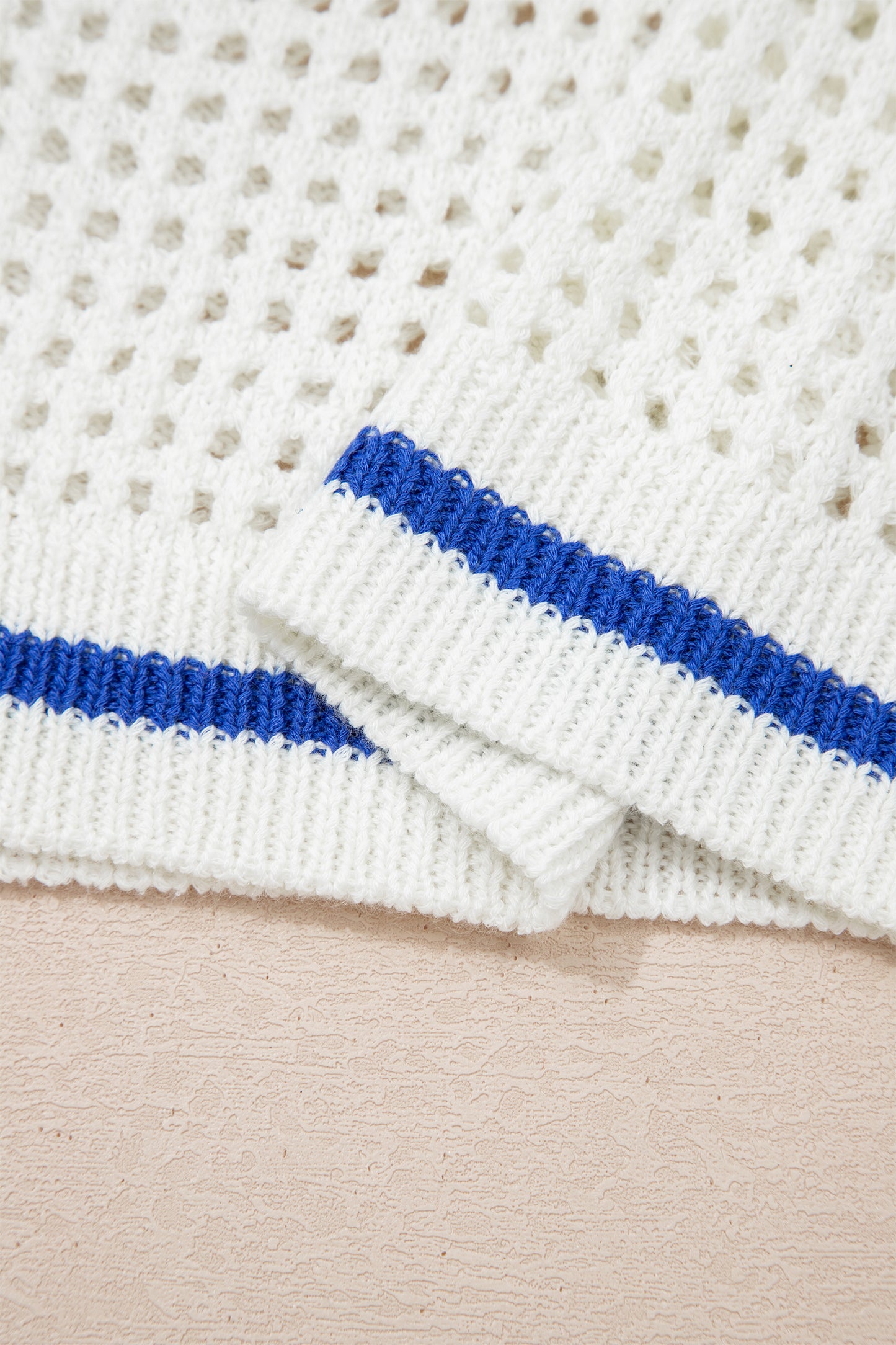 White USA Flag Eyelet Knitted Cap Sleeve Sweater Top