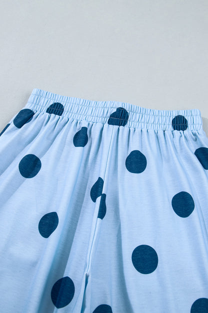 Polka Dot Wide Leg Elastic Waist Casual Pants