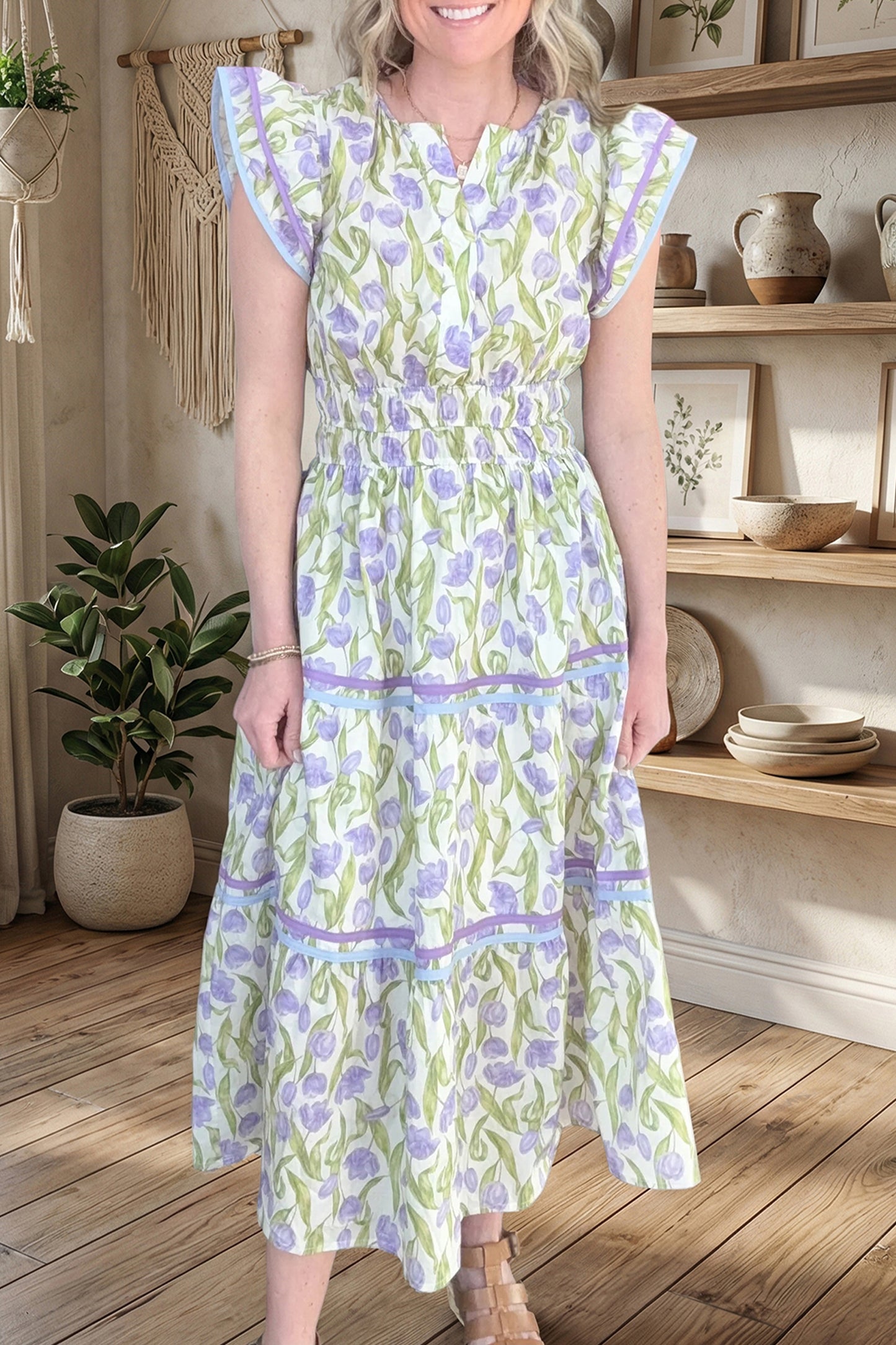 Purple Tulip Midi Dress