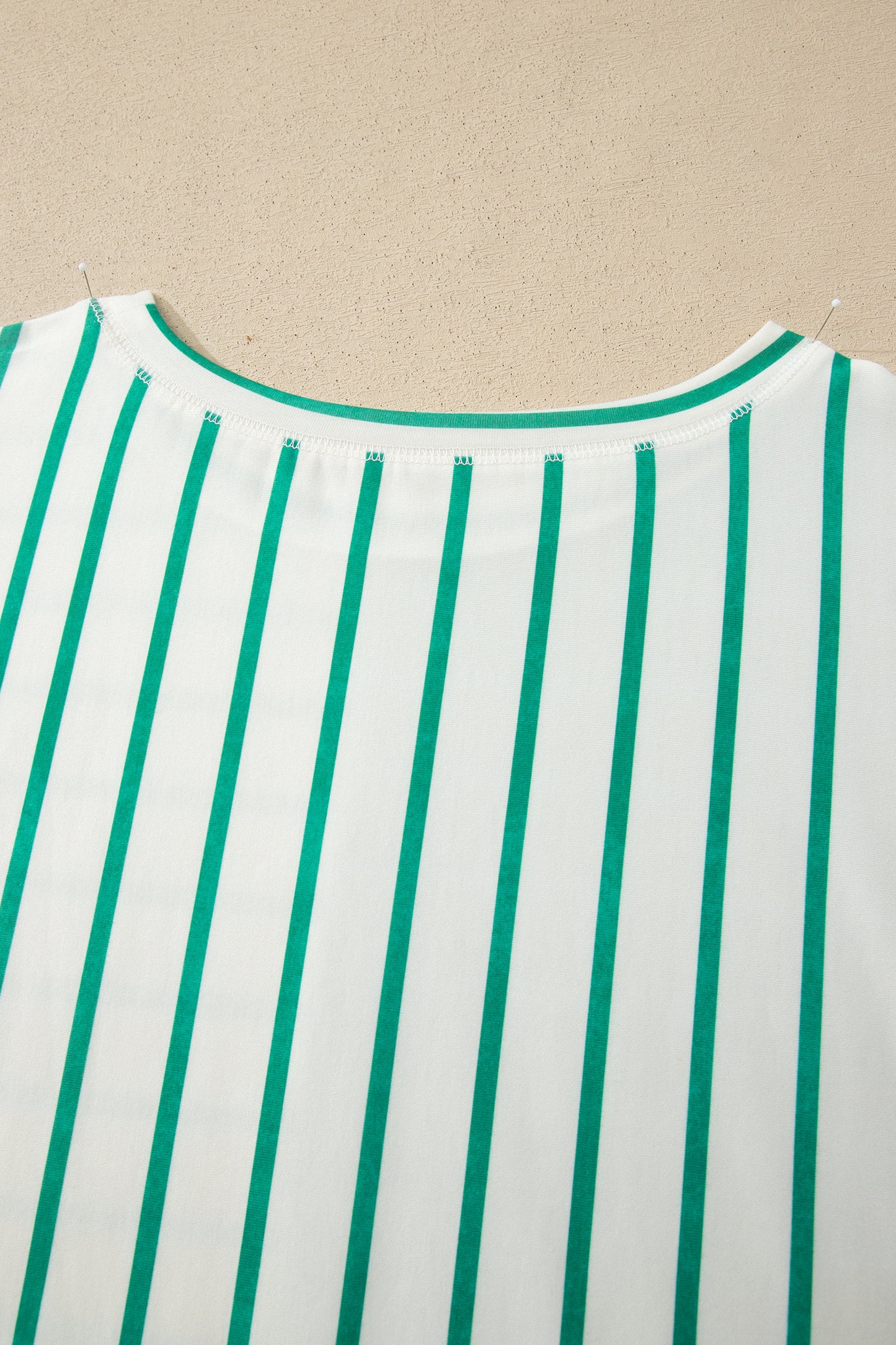 Stripe Colorblock 3/4 Sleeve Loose T Shirt