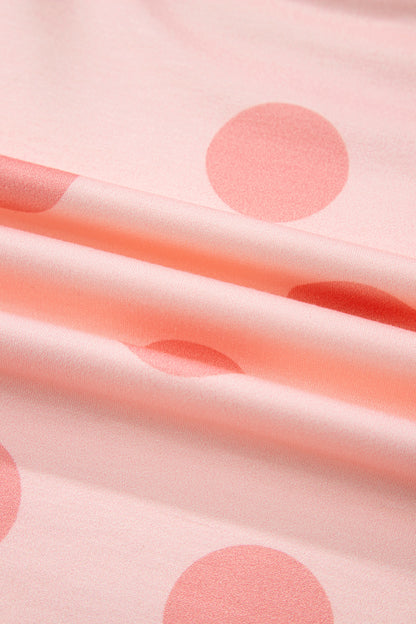 Pink Polka Dot Print Pullover and Shorts Set