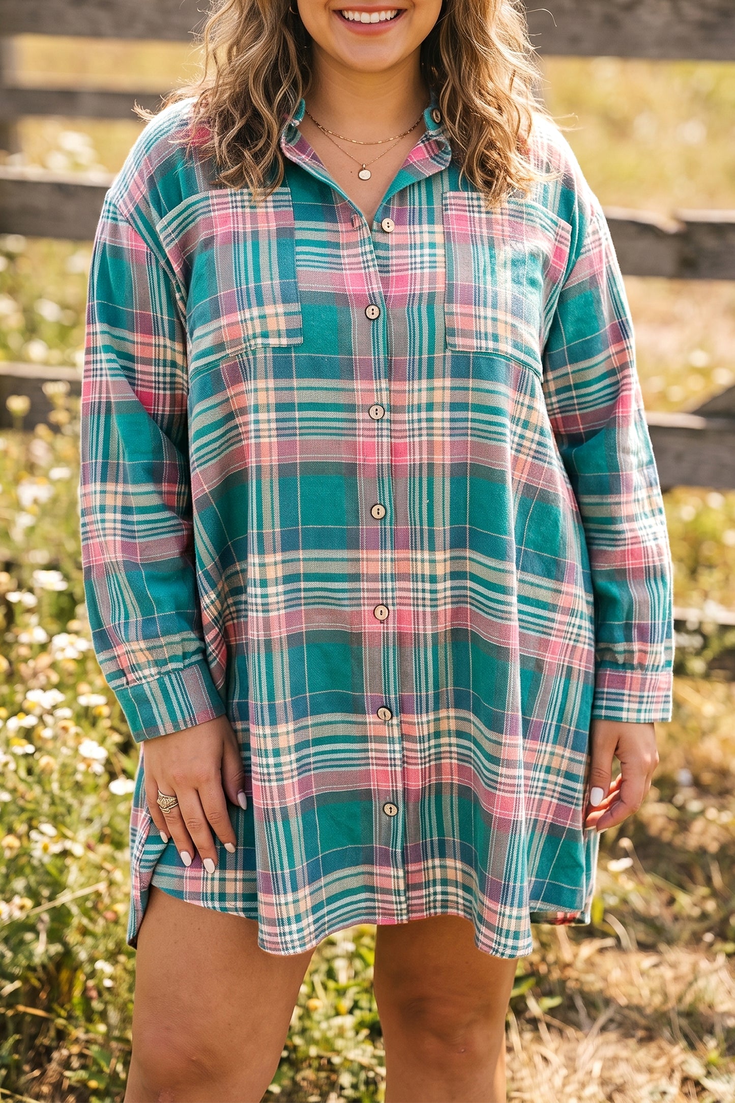 Long Sleeve V Neck Plus Size Dress