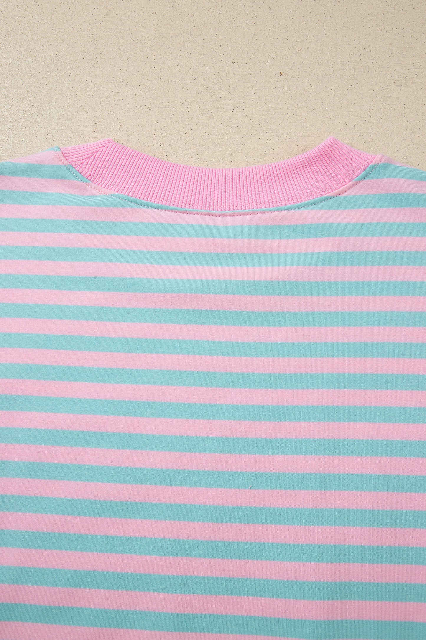 Stripe Color Block Detail Long Sleeve Pullover Elastic Waist Pull On Shorts 2pcs Set