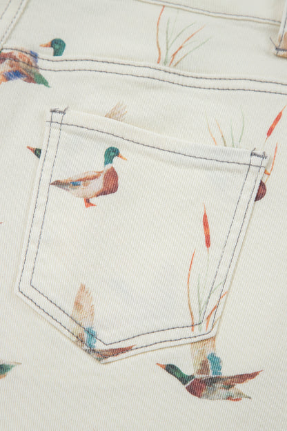 Wild Duck High Waist Frayed Denim Shorts