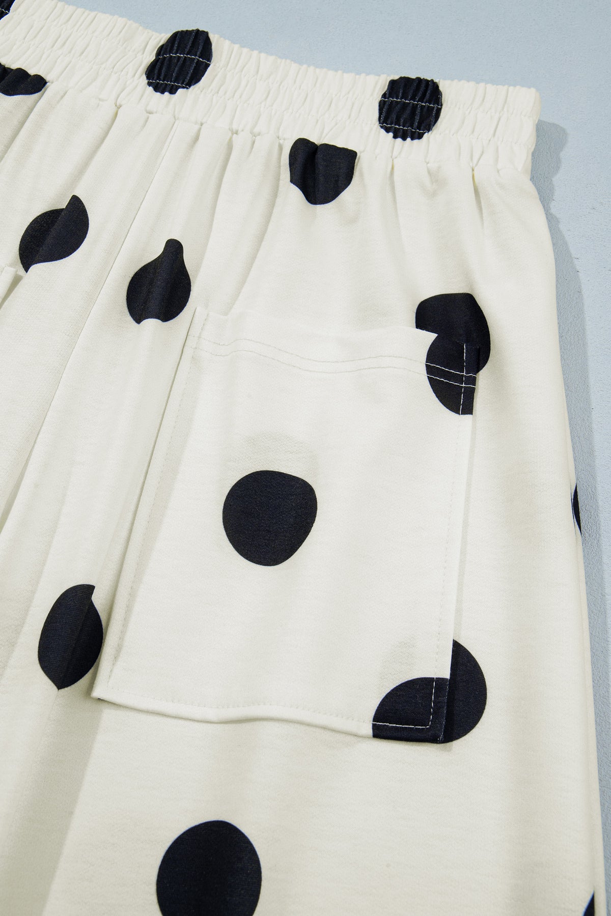 Polka Dot Wide Leg Elastic Waist Casual Pants