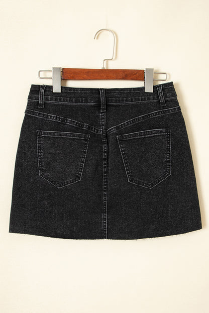 Raw Hem Denim Mini Skirt