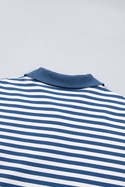 Blue Stripe Loose Pullover Sweatshirt