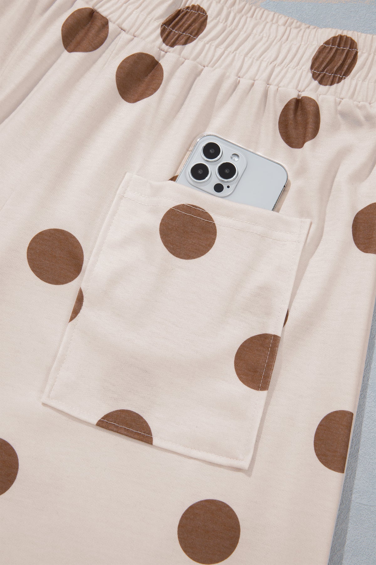 Polka Dot Wide Leg Elastic Waist Casual Pants