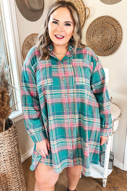 Long Sleeve V Neck Plus Size Dress