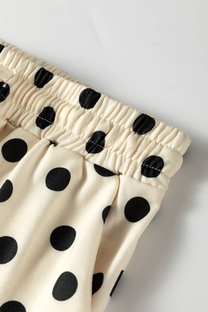 Polka Dot Oversized Top Drawstring Short Set