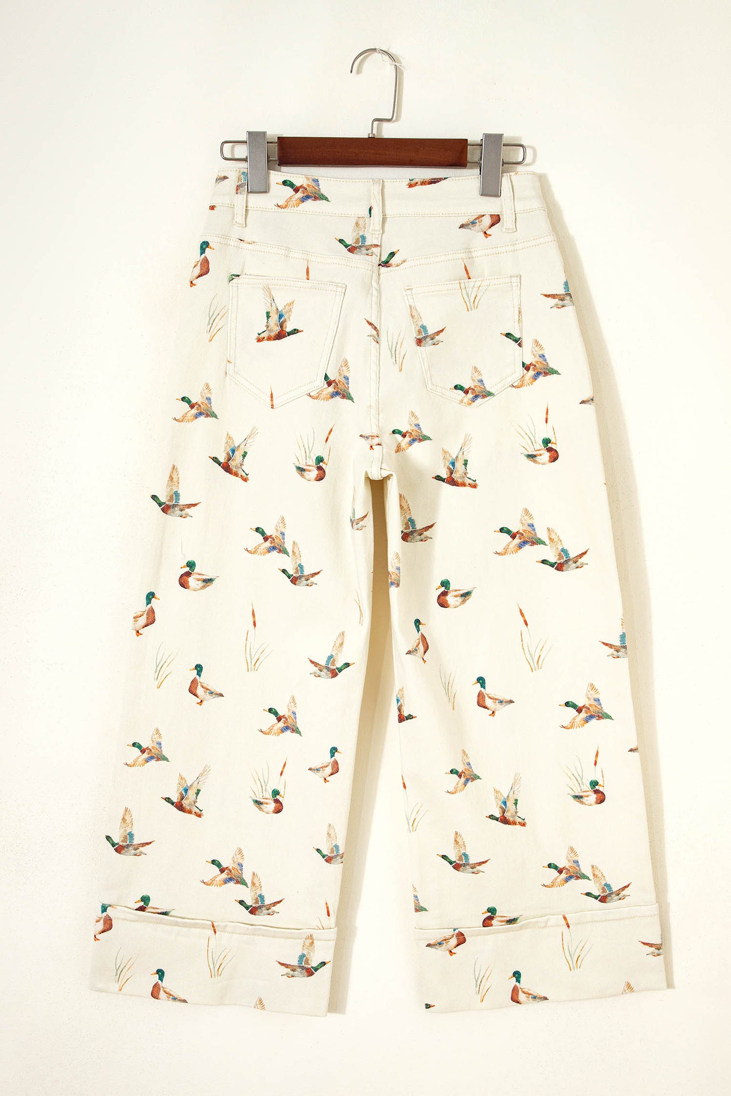 Mallard Printed Cuffed Hem Shift Jeans