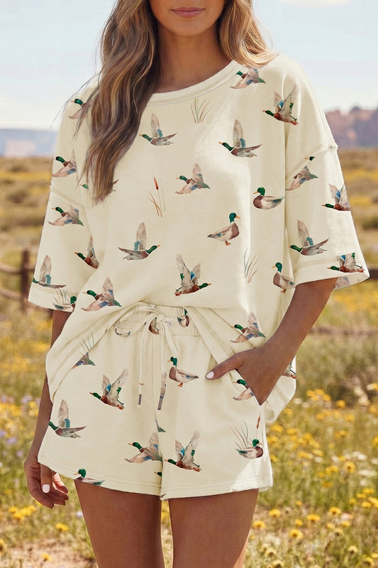 Duck Print Oversized Short Set