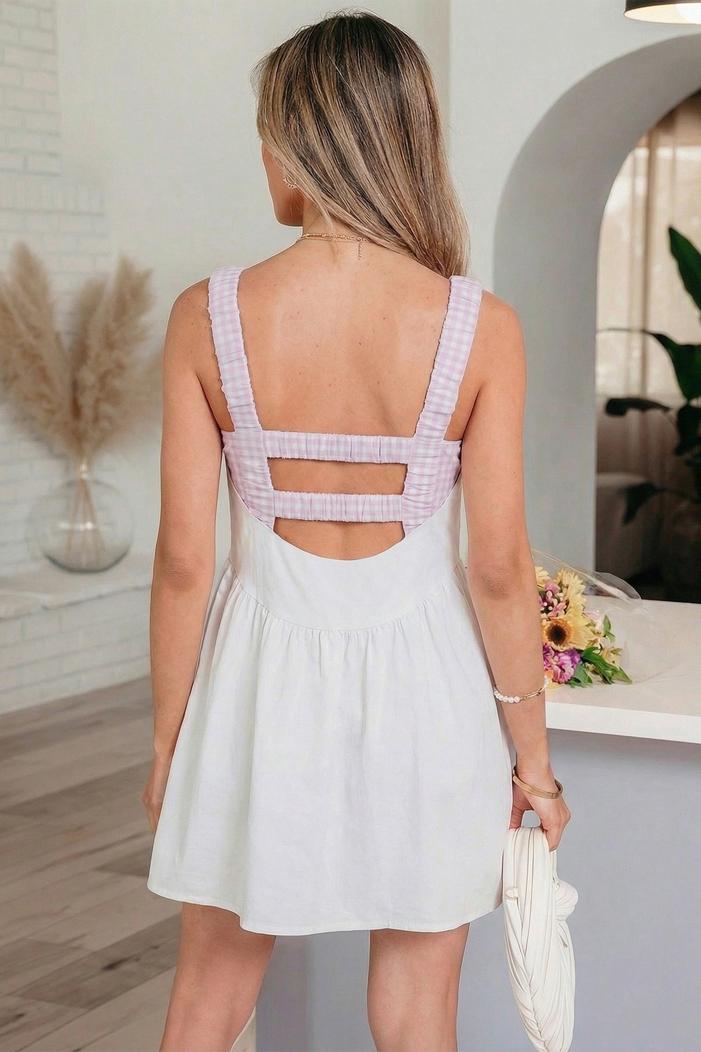 Gingham Loose Mini Dress