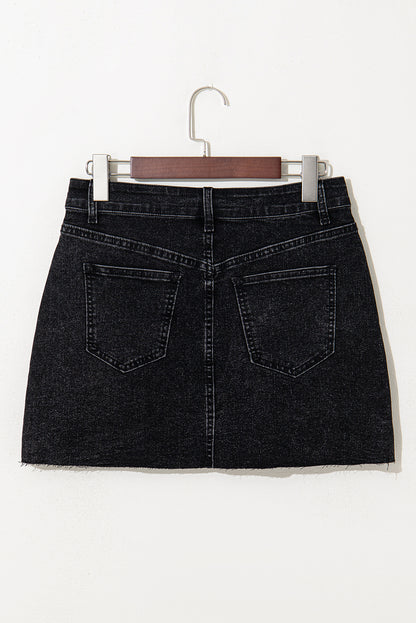 Raw Hem Denim Mini Skirt