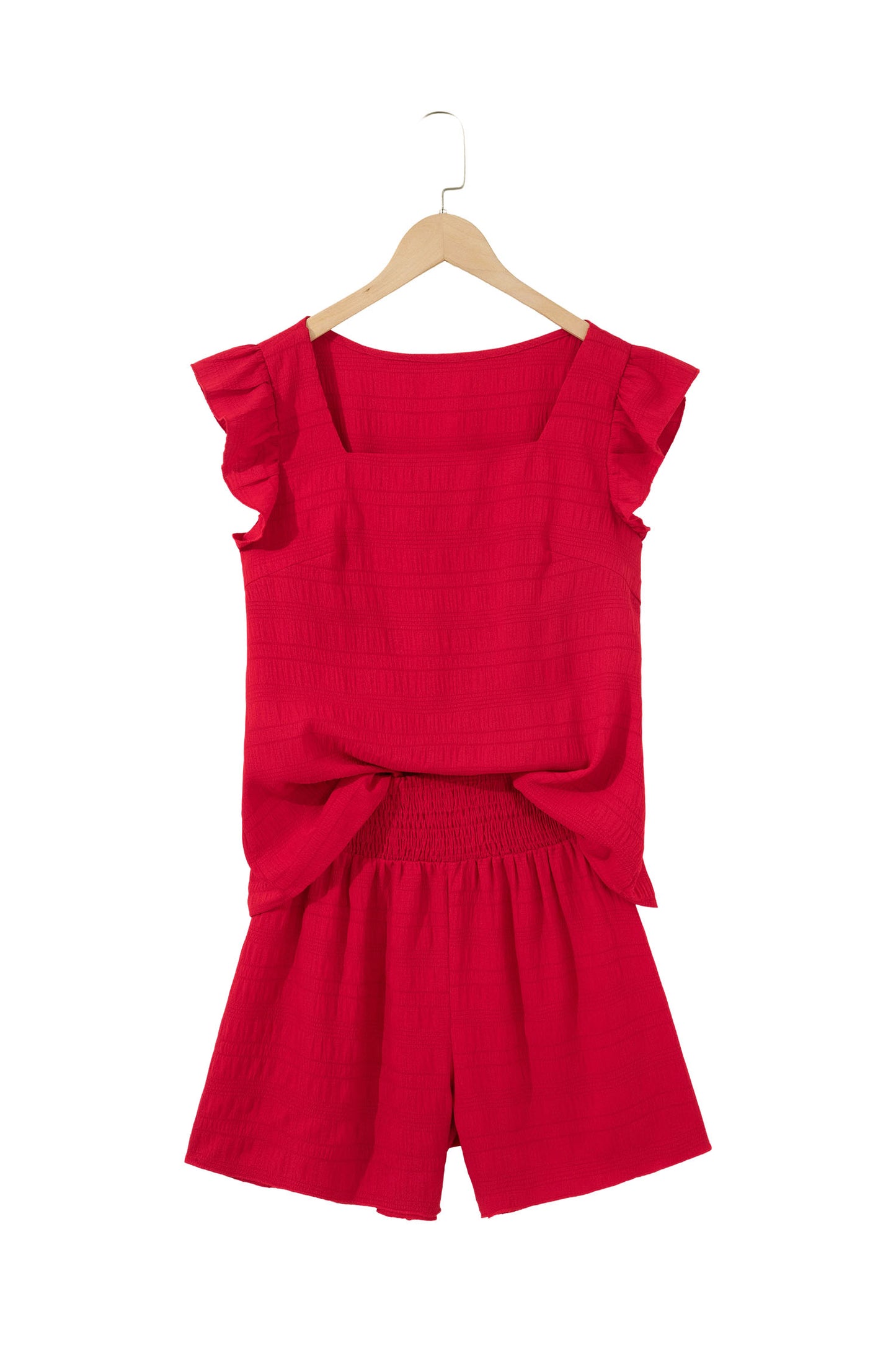 Shirred High Waist Shorts Set