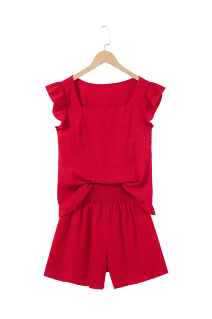 Shirred High Waist Shorts Set