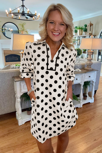 White Polka Dot Mini Dress