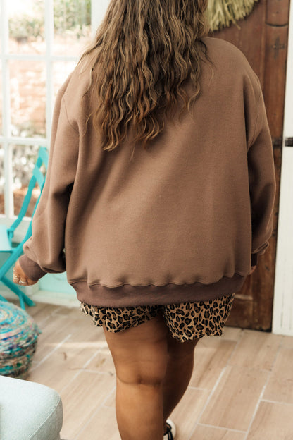 Coffee Letter Print Plus Size Mockneck Sweatshirt