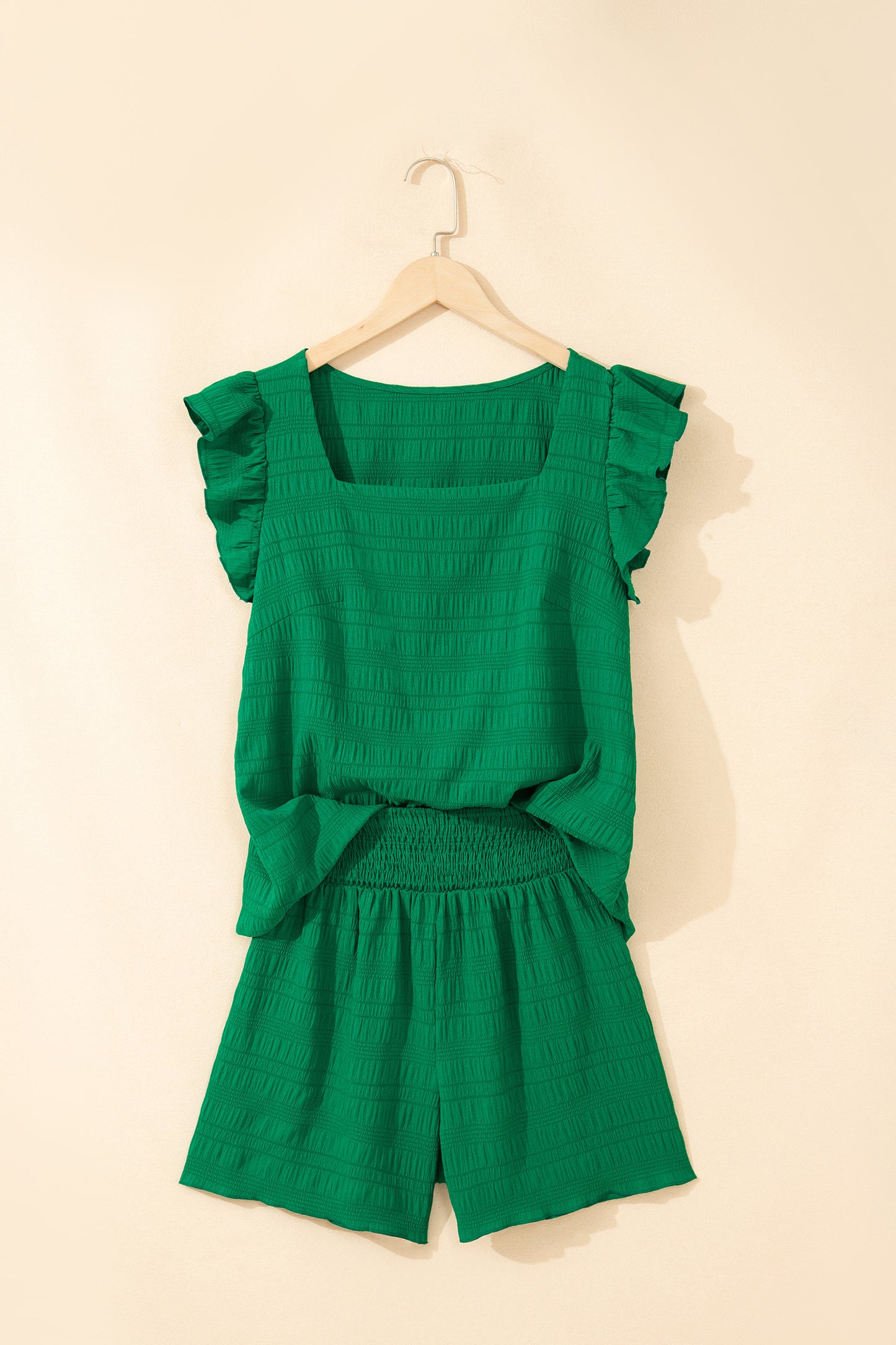 Shirred High Waist Shorts Set