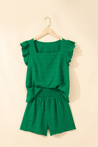 Shirred High Waist Shorts Set