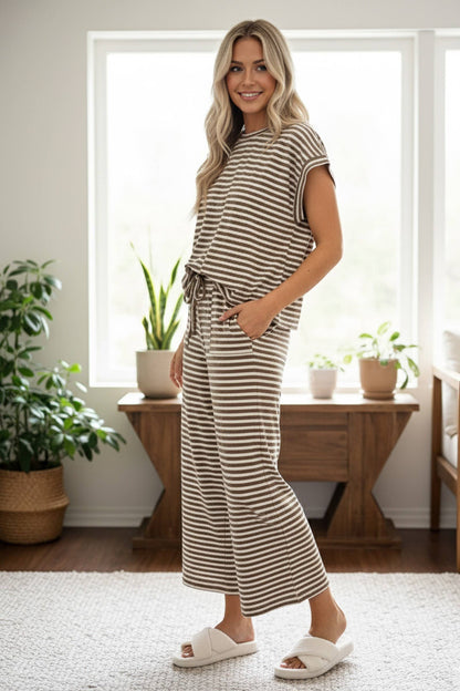 Striped Rib Top and Pants Lounge