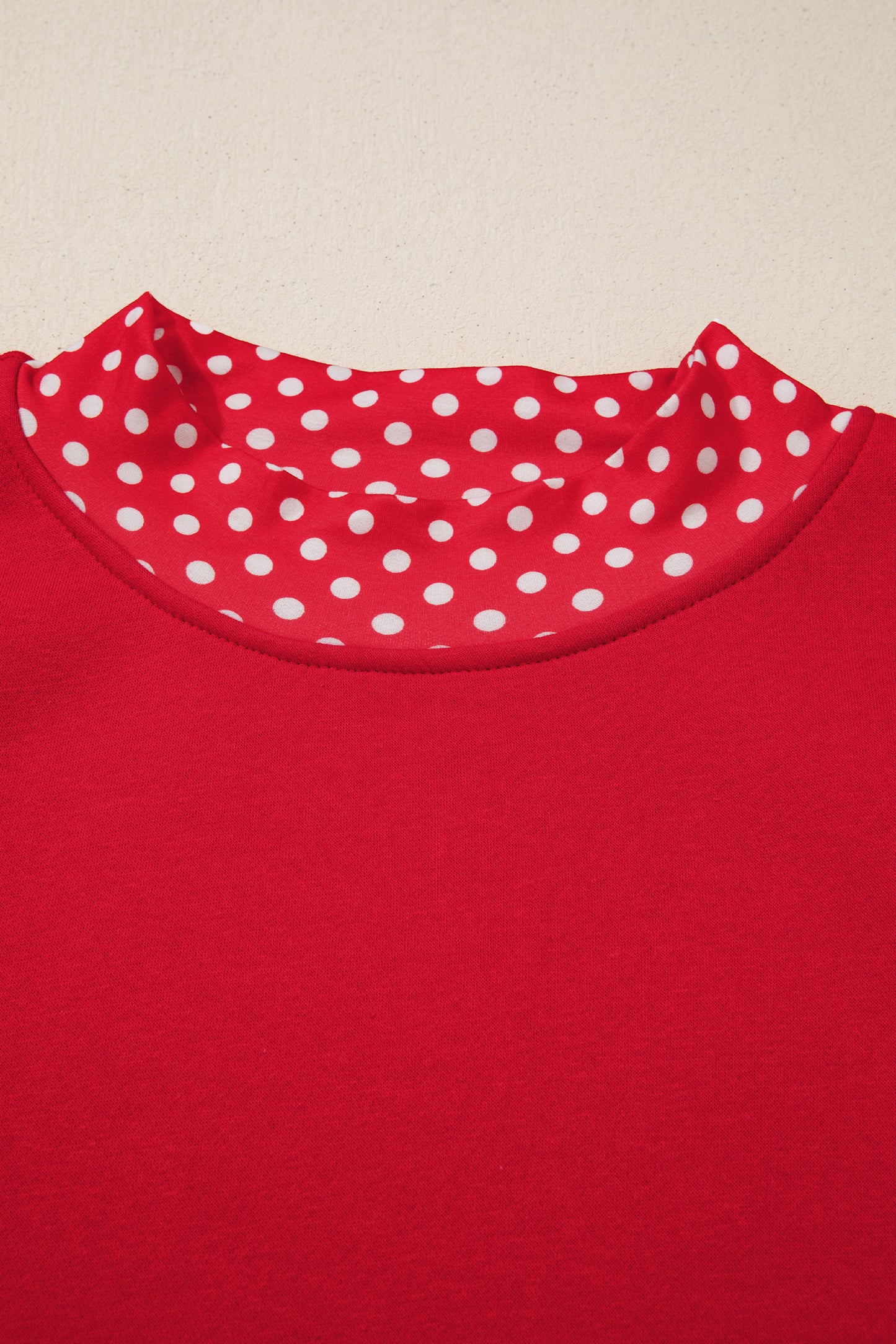 Polka Dot Patchwork Round Neck Plus Size Sweatshirt