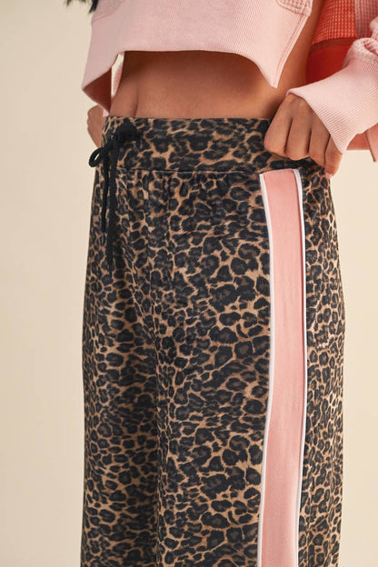 Leopard Print Velour Track Pants